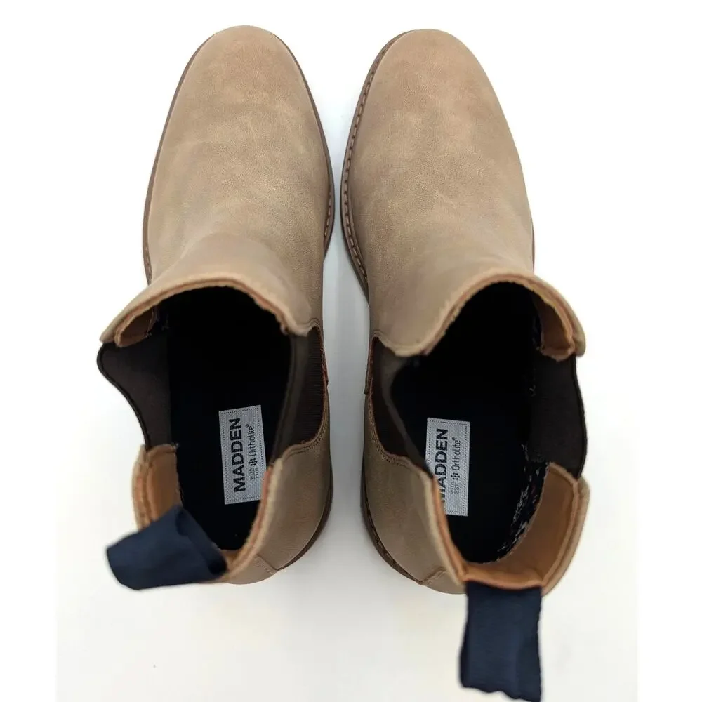 Madden Estiban Cheslea Ankle Boots Round Toe Men's Taupe Size US9 EU42